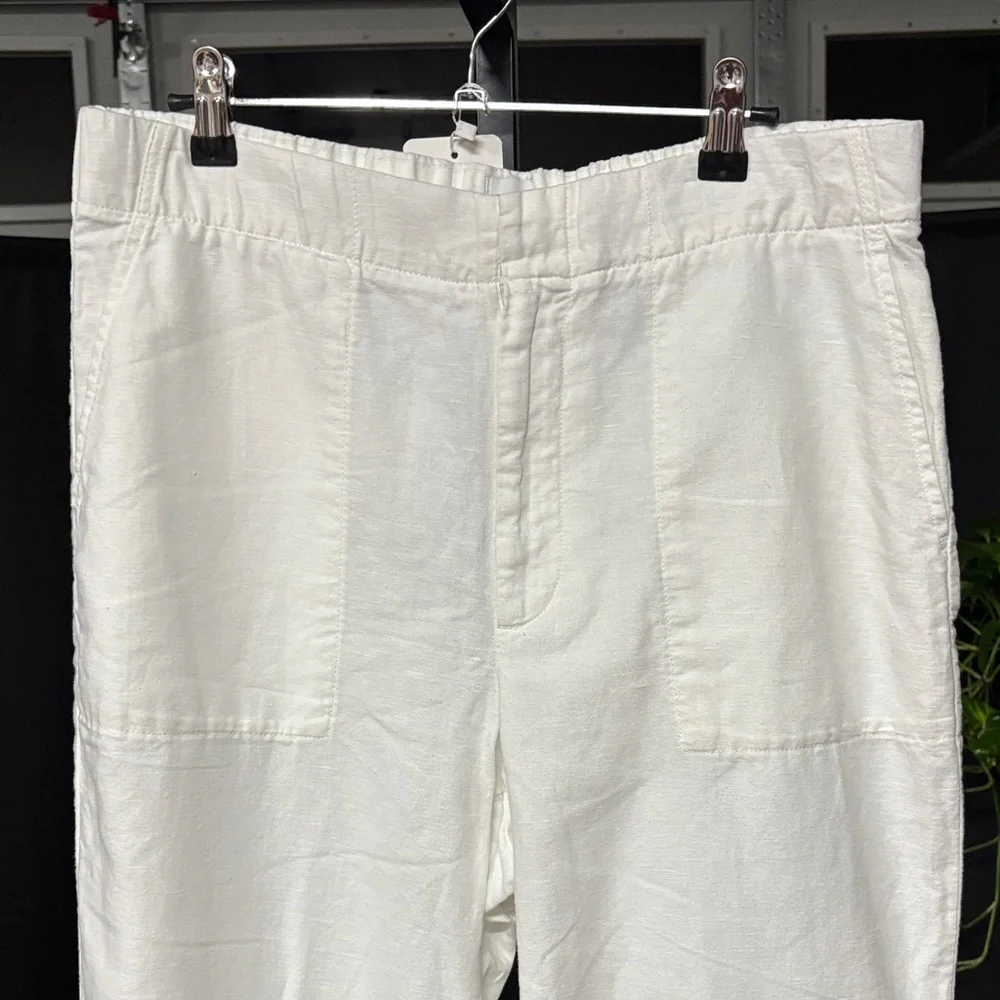 GAP Women's White Wide Leg Linen Pants - Picture 4 of 5